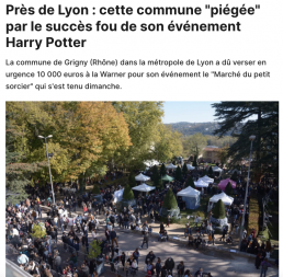 Article de presse Marché du petit sorcier Harry Potter à Grigny